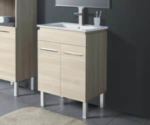 A bathroom vanity cabinet with timber finish - bathroom fittings Bundaberg