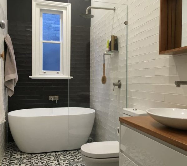 A Black And White Bathroom Tiles